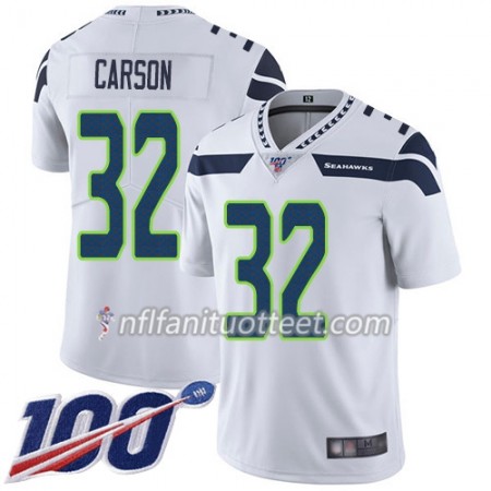 Miesten Seattle Seahawks NFL Pelipaita Chris Carson 32 Nike Valkoinen 100th